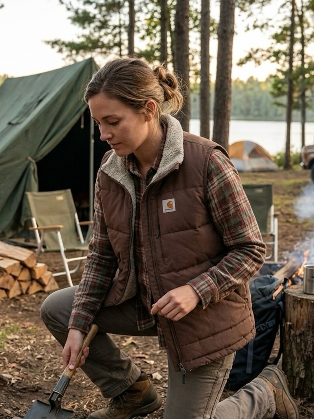 Carhartt Reversible Quilted Vest with Fleece Collar